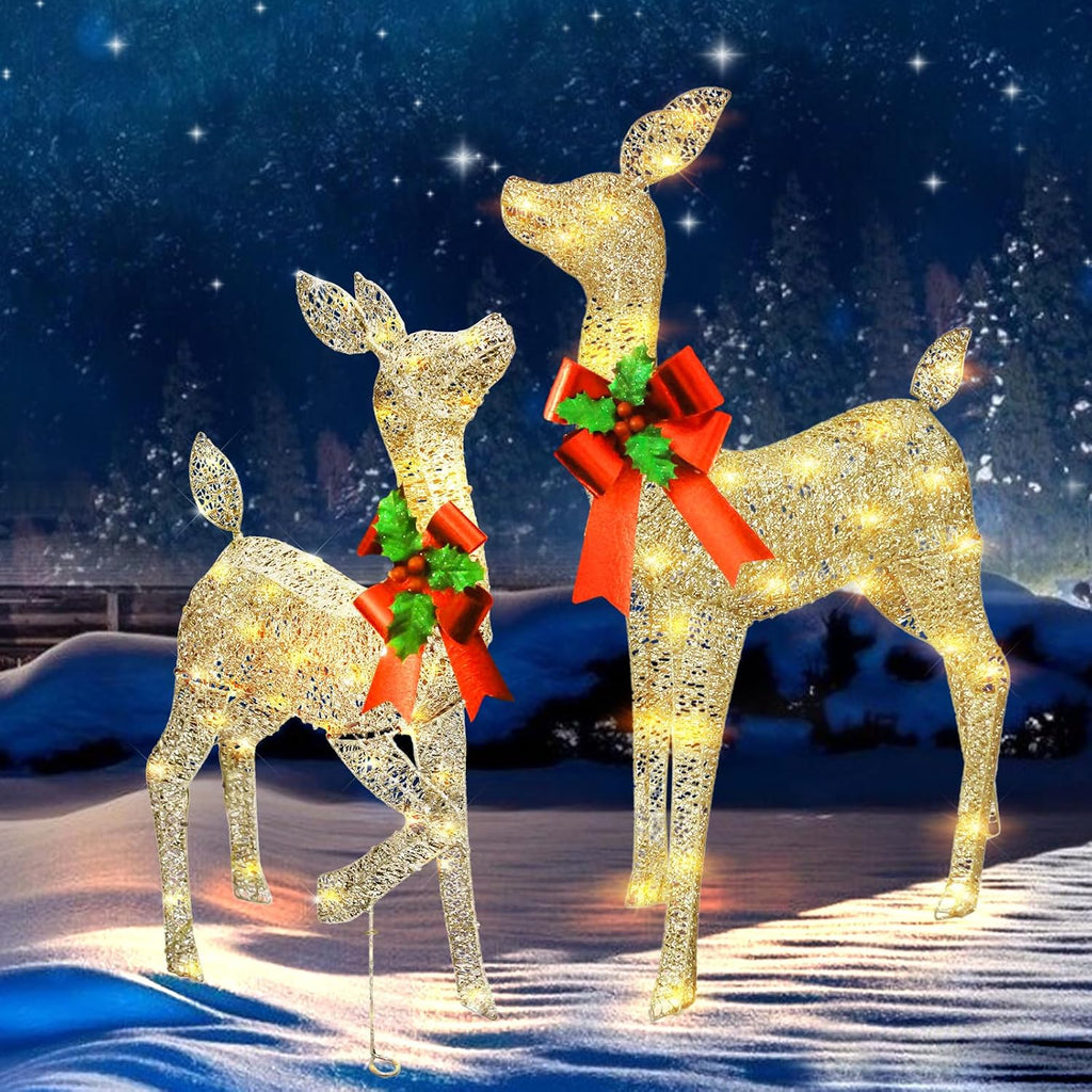 38in christmas deer set decoration 2pc deers, lighted, main product view
