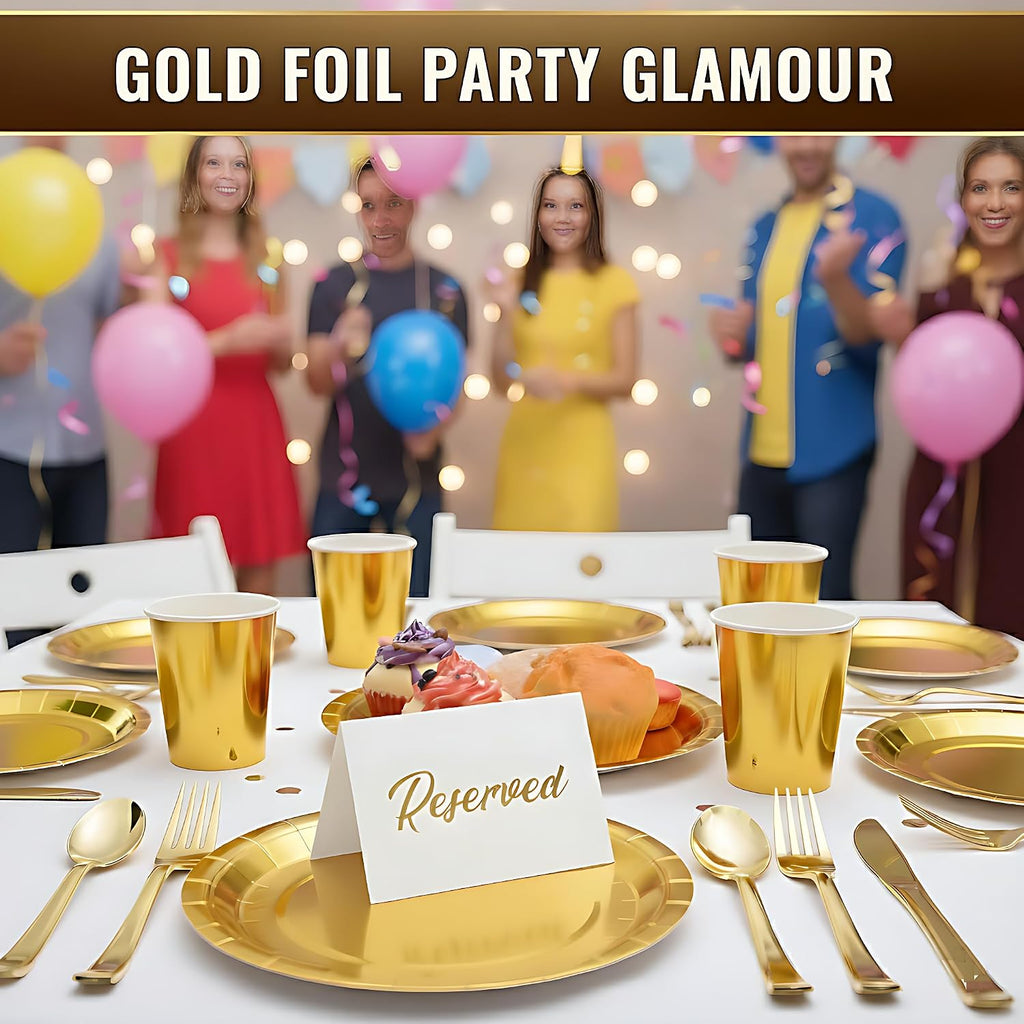 10 Pack Gold Reserved Table Signs for Wedding Receptions 3x4 inch - Double Sided Reserved Signs for Tables - Freestanding Reserved Cards for Tables - Table Reserved Sign for Restaurants & Parties