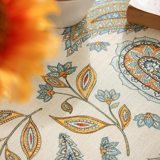patdrea Designer French Vintage Small Square Table Cloth,Italian Floral Wrinkle Free Tablecloth,Home Table Cover Decor for Kitchen Dining,Christmas,Tea Party,Thanksgiving,55"x55"-Lysaniya