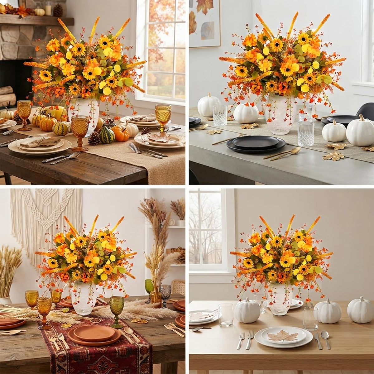 6-Pack Fall Stems Artificial Arrangement Flowers Bouquet Decoration Eucalyptu...