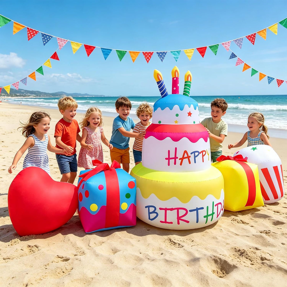 10ft inflatable birthday cake decoration birthday inflatable blow, side view