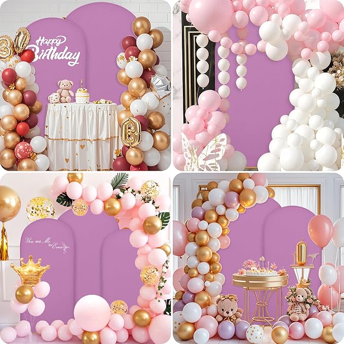 7.2FT Wedding Arch Covers Arch Backdrop Cover Arch Stand Covers Set Arch Cover Spandex Fabric Stretchy Backdrop for Wedding Birthday Party Decoration Baby Shower (Lilac)