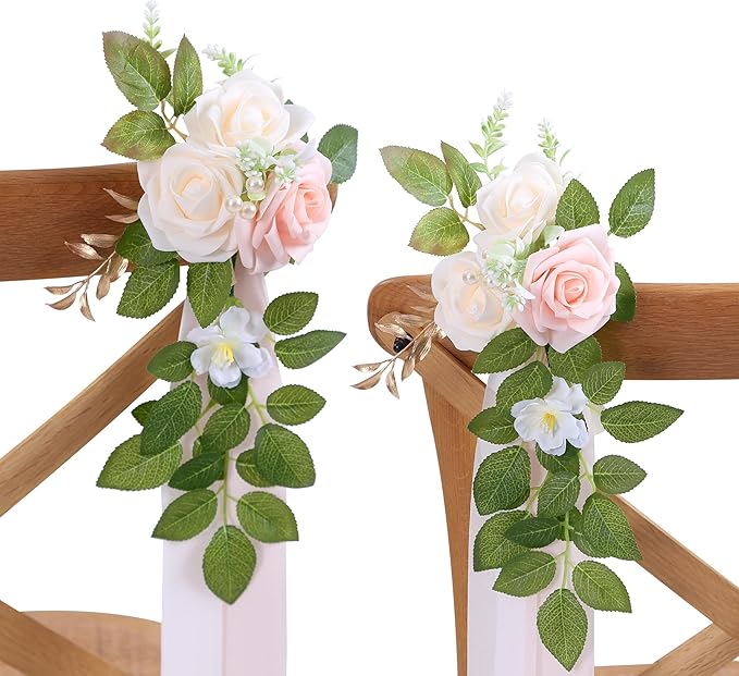 10 Wedding Aisle Decorations for Wedding Ceremony Pink Wedding Chair Decorations Flowers for Wedding Aisle Decor Church Pew Decorations