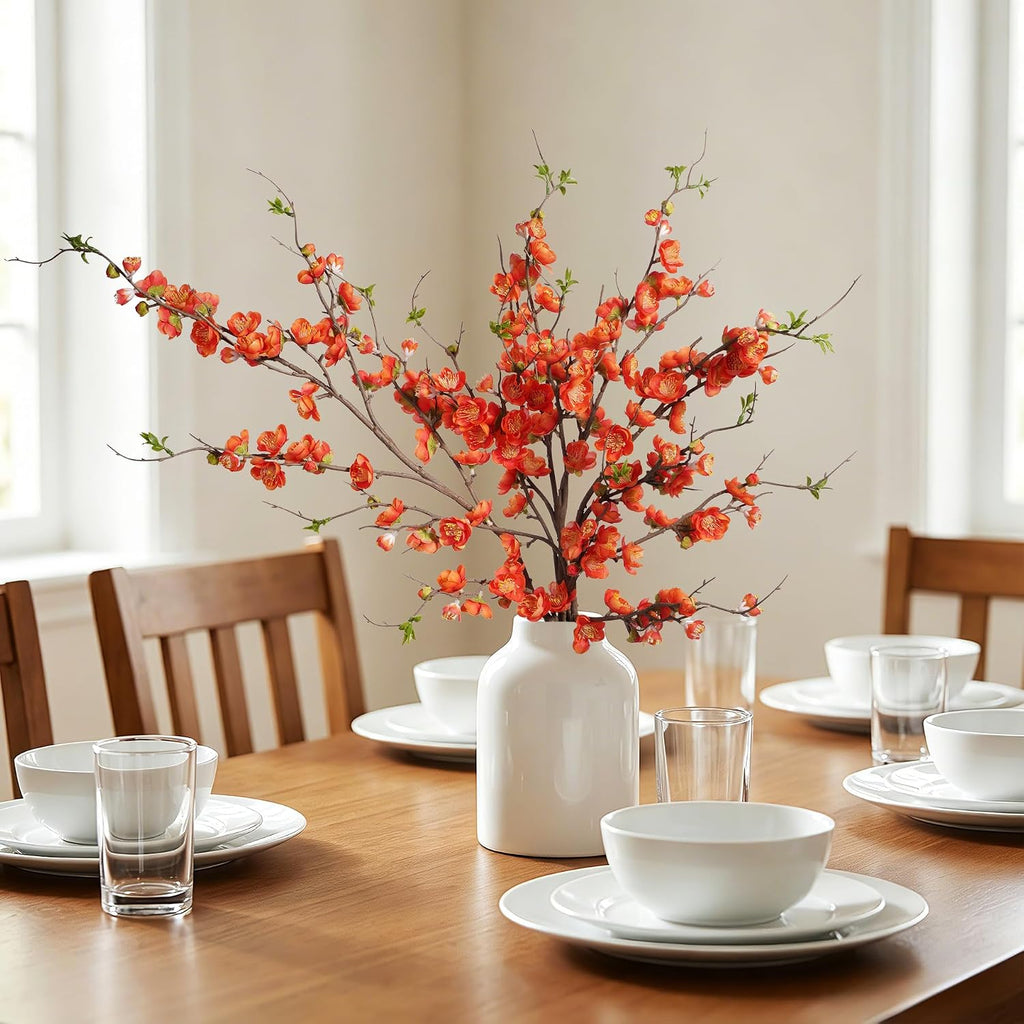 cherry blossom branches artificial plum blossom fake flowers on a desk or shelf
