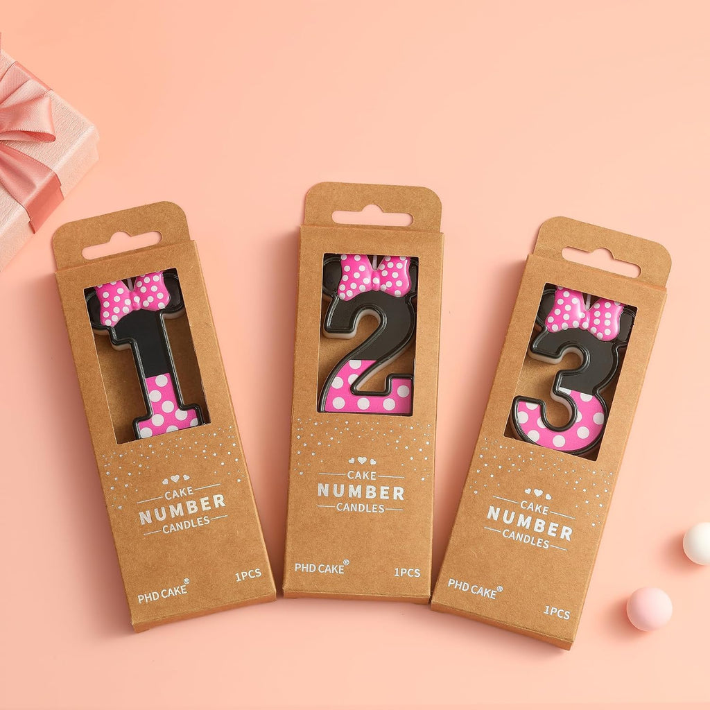 PHD CAKE 2.76 Inch Cartoon Pink and Black Mouse 2 Number Birthday Candles, Anime Cartoon Number Candles, Cake Number Candles, Party Celebration, Style Candle