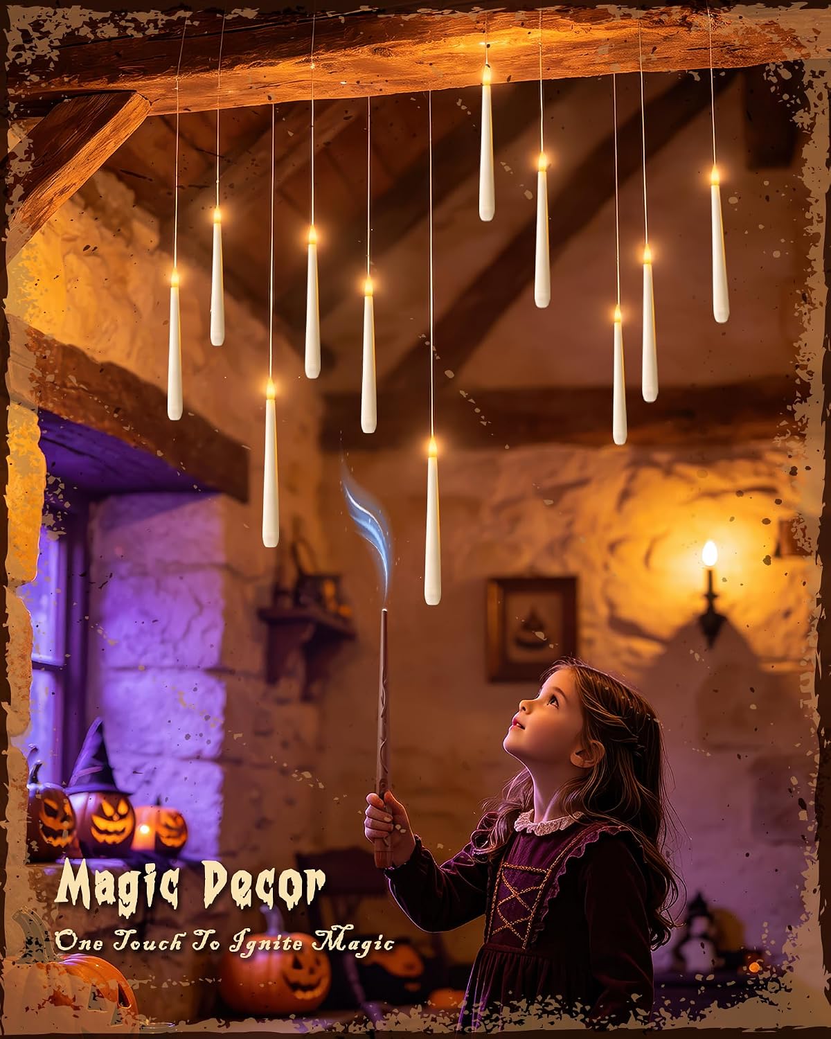 30PCS Floating Candles with Wand Remote, Flameless Hanging Taper Candles with...
