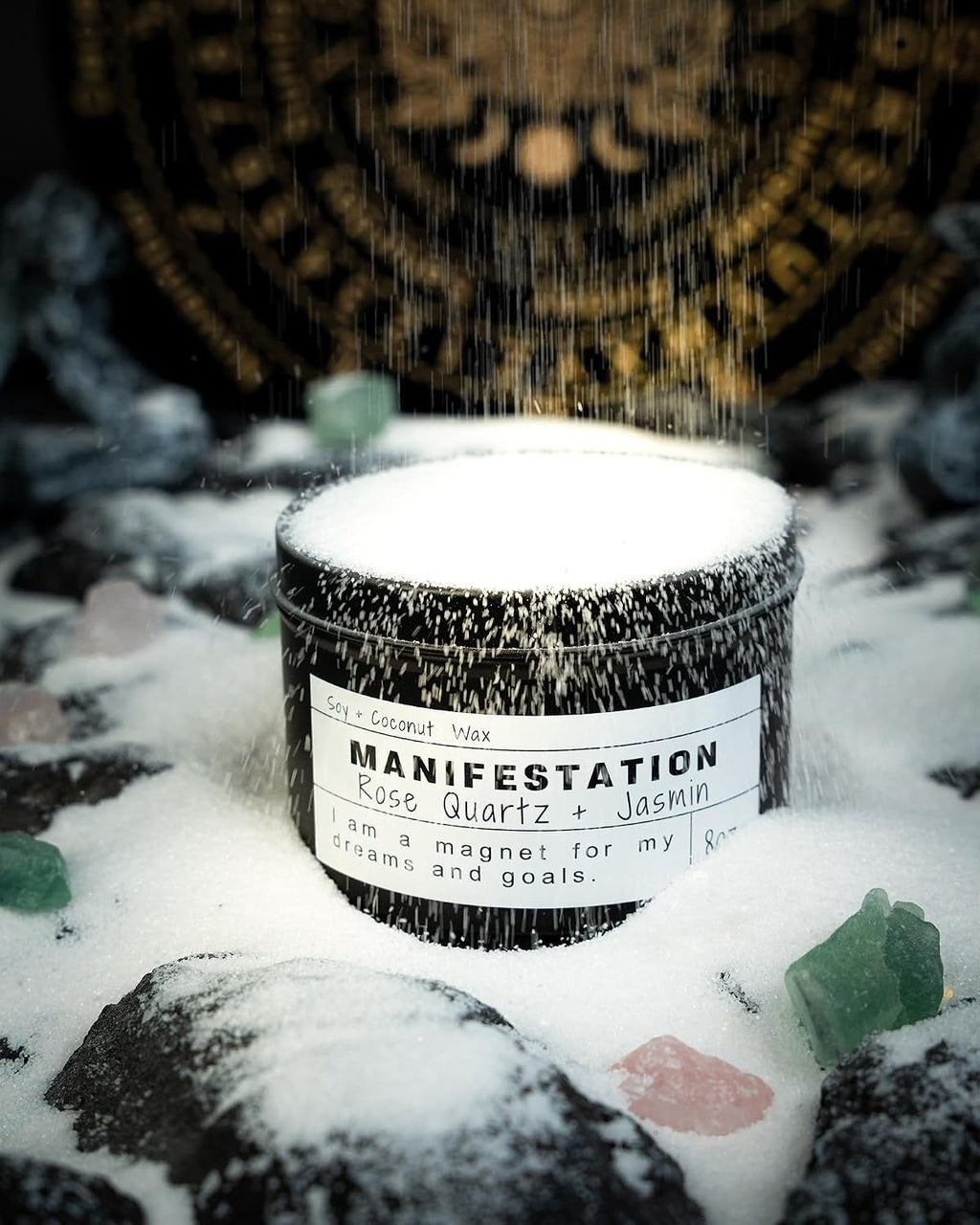 Crystal Soy Candles, Handmade Wishing Gifts, Wishing Law of Attraction, Moon Magic, Birthday Candle Gifts. (Manifestation)