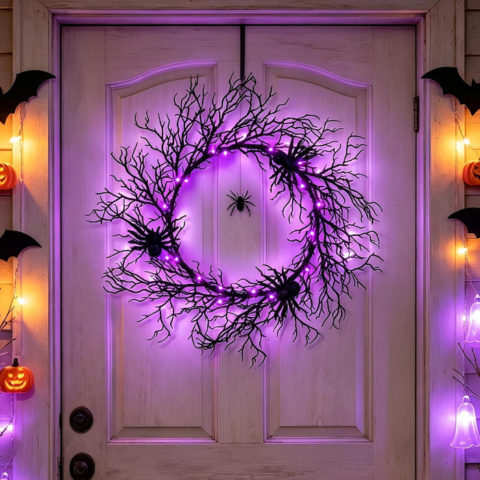 Adroiteet 24" Halloween Wreath for Front Door Halloween Decorations Outdoor