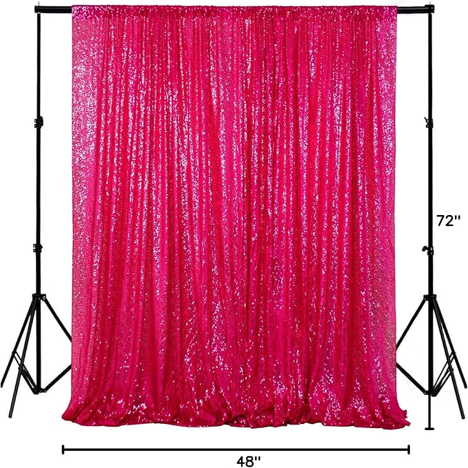 ShiDianYi 4x6ft Hot Pink Sequins Backdrop - Photo Booth Background for Parties Events, Sparkly Photography Decoration