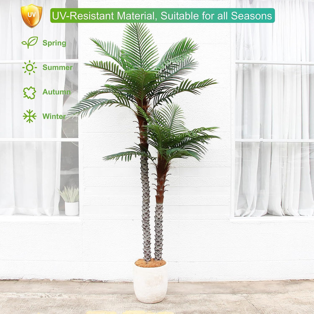 nafresh 8ft tall uv resistant faux palm tree shown in use