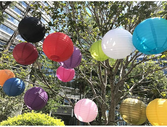 BEISHIDA Pink Round Paper Lanterns Hanging Decorative Chinese Paper Lanterns Lamp for Valentine Birthday Wedding Party Decoration and Baby Bridal Shower（10 Packs）