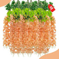 24 Pack Orange Wisteria Hanging Flowers, 3.4 Ft Fake Hanging Flowers, Artificial Wisteria Garland Vines for Wedding Room Backdrop Outdoor Patio Garden Decoration