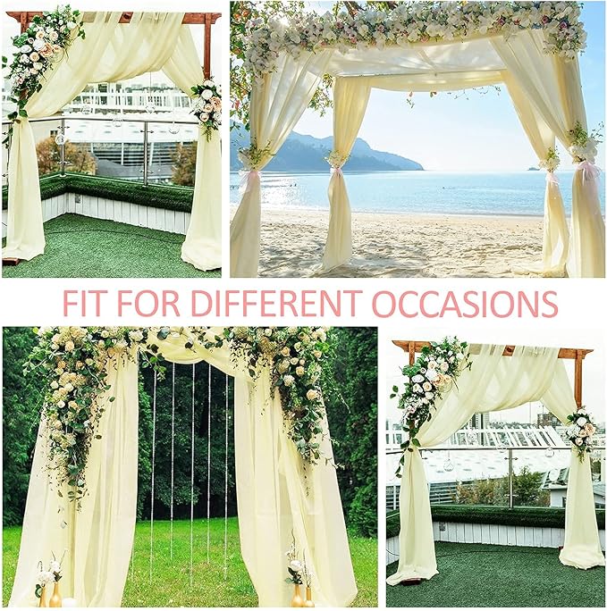 Wedding Arch Draping Fabric Beige Arch Drapes Sheer Backdrop Curtain for Ceremony Photo Wedding Decor 19Ft Length x 28" Width 1 Panel