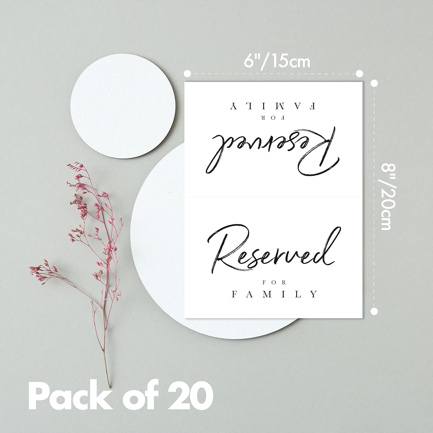 20 PCS Reserved Signs, Tented Table Place Cards for Wedding Reception, Engagement Party, Rehearsal Dinner, Anniversary Party or Any Events (6” x 4”)