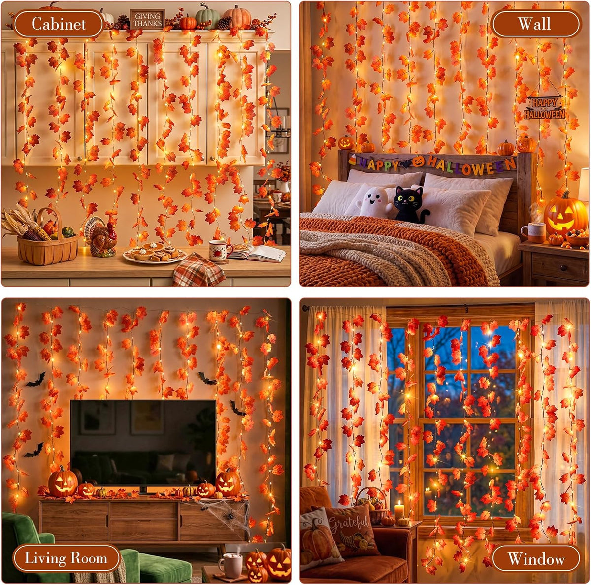 suddus curtain lights, fall garland with lights for, package contents
