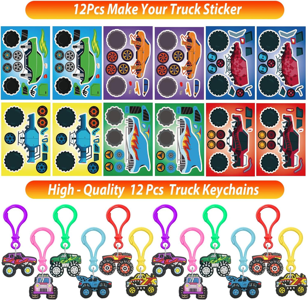 PLOUGVI 232 PCS Party Favors for Truck Birthday Decorations Supplies Truck Party Stuff for Party Goodie Bag Stuffer Pinata Filler Gifts