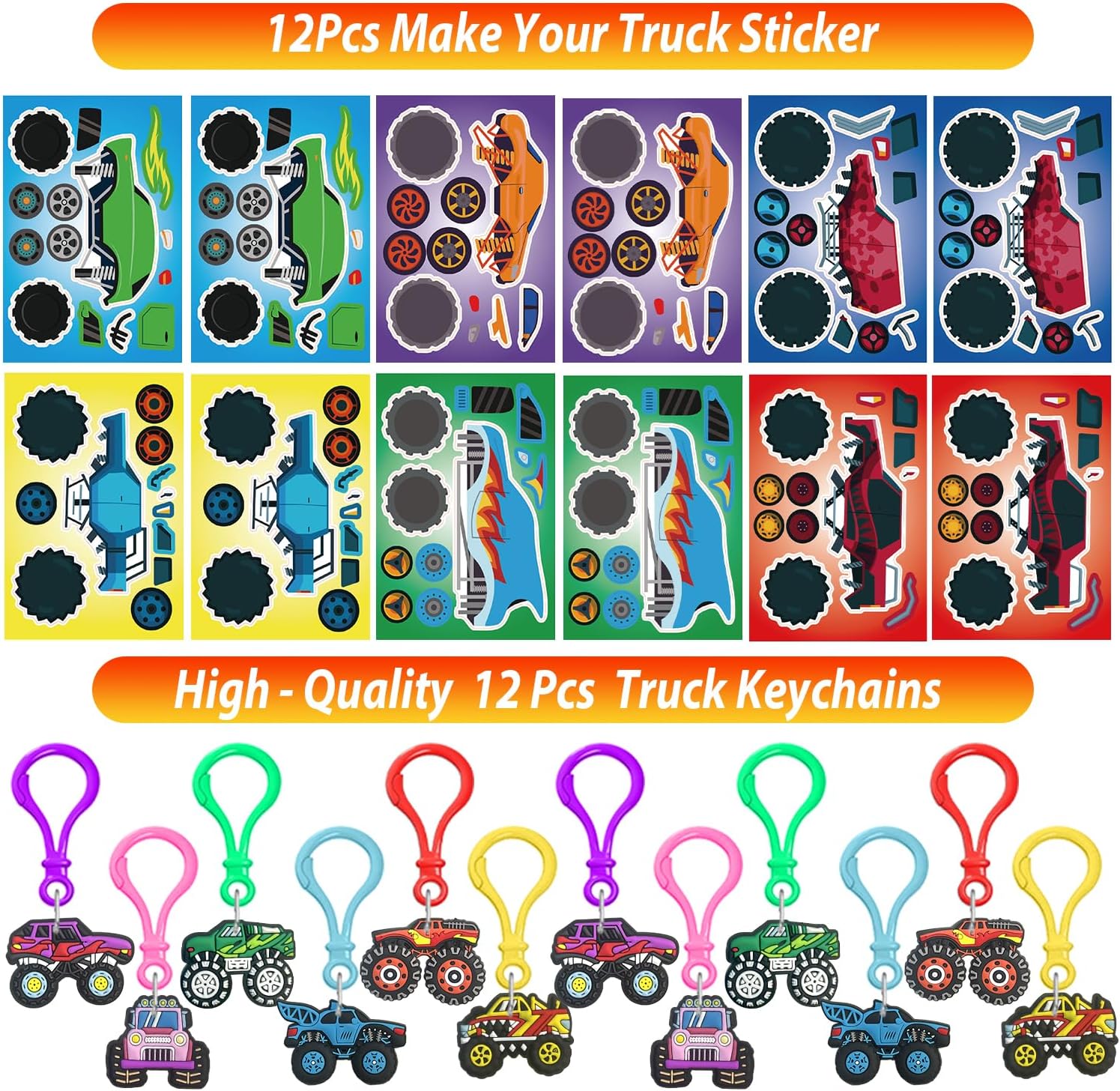 PLOUGVI 232 PCS Party Favors for Truck Birthday Decorations Supplies Truck Party Stuff for Party Goodie Bag Stuffer Pinata Filler Gifts