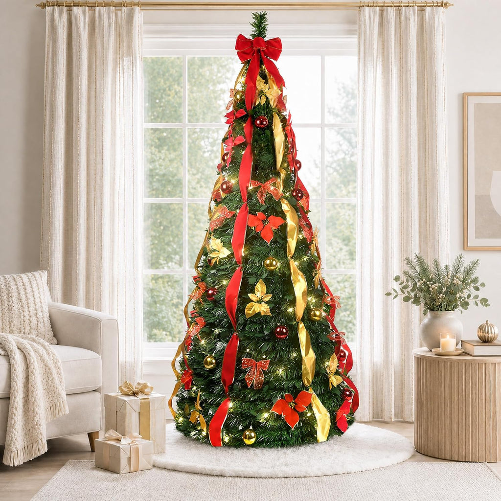 7.5ft prelit pop up christmas tree decoration, collapsible, main product view
