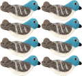 Wool Felt Napkin Ring Set of 8 - Bird Napkin Holder for Dining Table with Silver Electroplated Metal Base - Perfect for Spring, Holiday Parties, Rustic Event (White Blue Grey Black) - CLEENTABLE