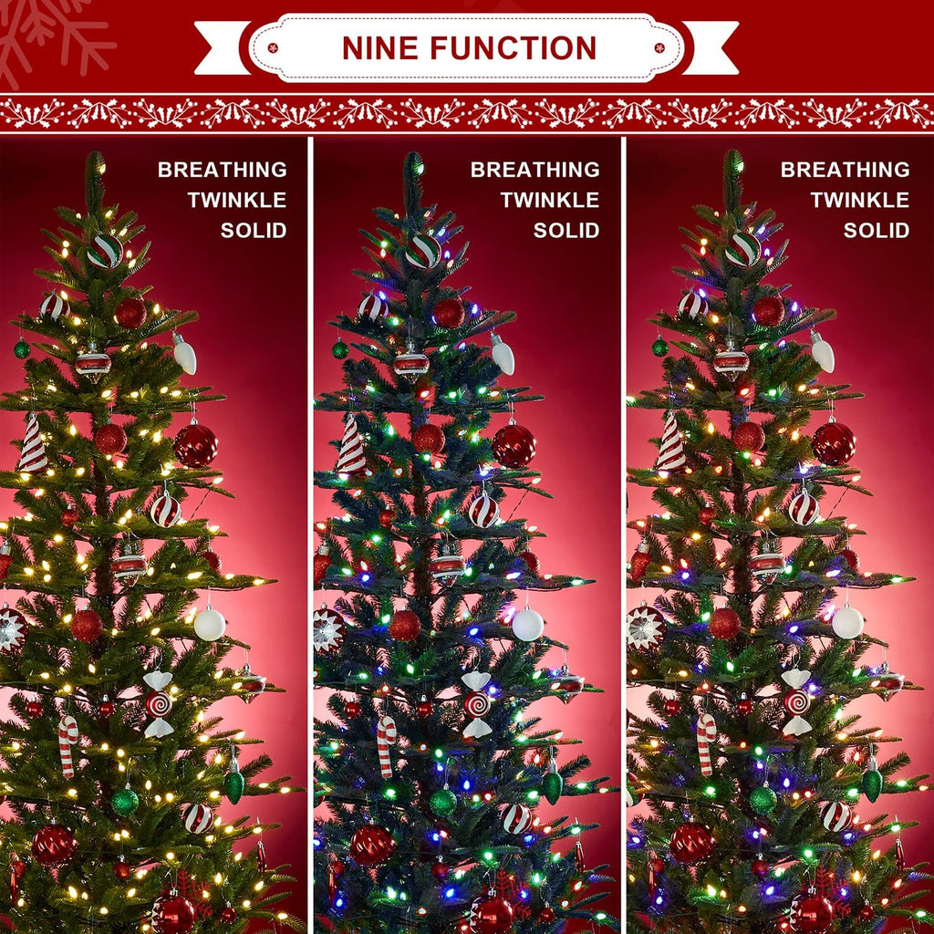 glitzhome 7.5ft prelit artificial christmas tree, cascade evergreen, package contents