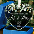 HEXMOZ Wedding Gifts for Couples 2026 - Bridal Shower Gifts, Bride Gift | Mr and Mrs Gift for Newlywed, Future Mr Mrs - Just Married Party Decoration Christmas Glass Ornament - Wedding Registry Ideas