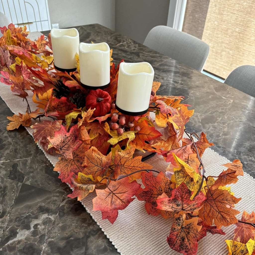 cqure 10 pack fall leaf garland, hanging vines on a desk or shelf