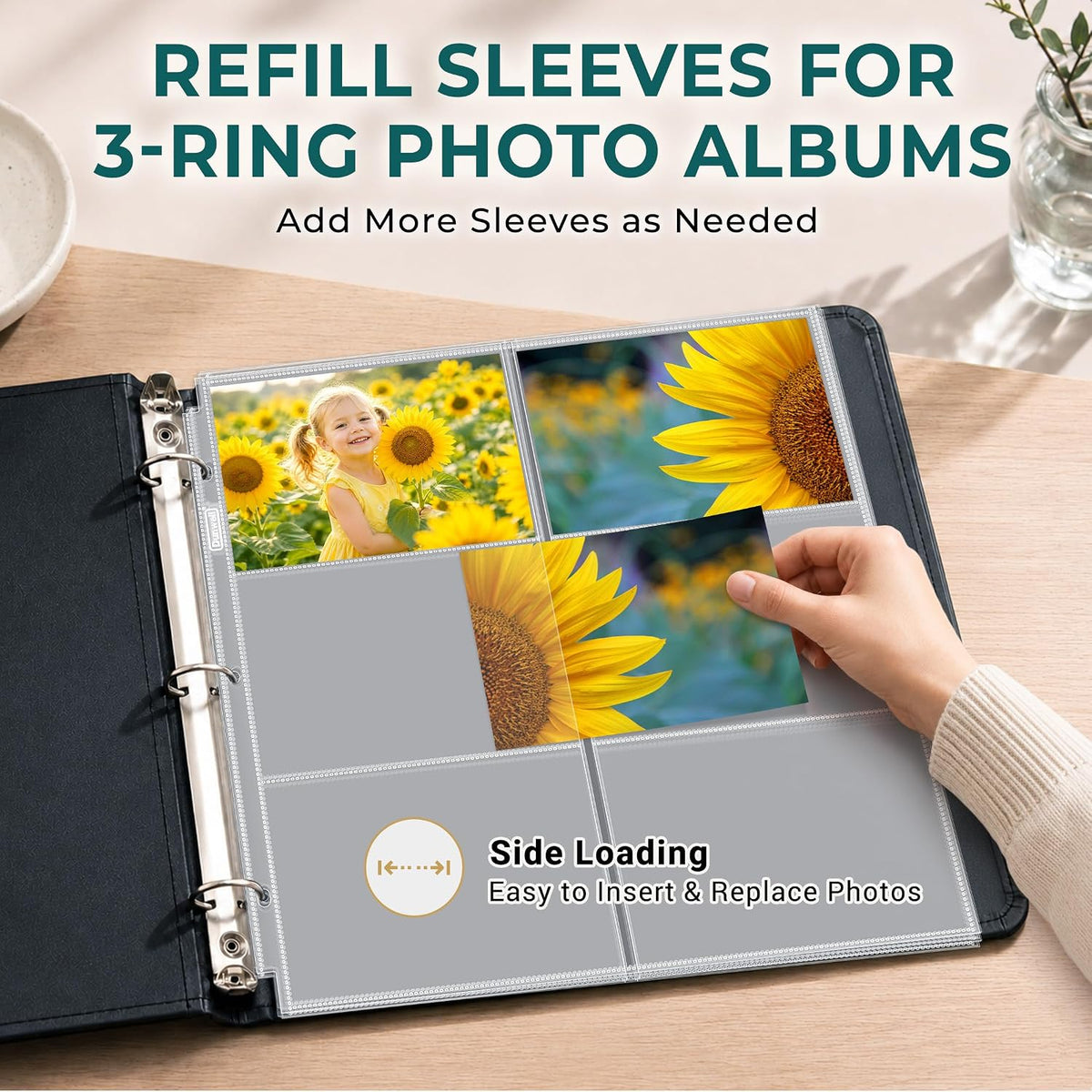 Dunwell 12x12 Scrapbook Page Protectors, 4x6 Photo Album Refill Pages, 100-Pa...