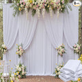 30ft x 15ft White Wrinkle Free Backdrop Curtains for Parties,Silky Polyester Fabric Wedding Ceiling Drapes, 6 Panels 15ft Photo Back Drop Drapes for Baby Shower Photography Stage Background Cloth