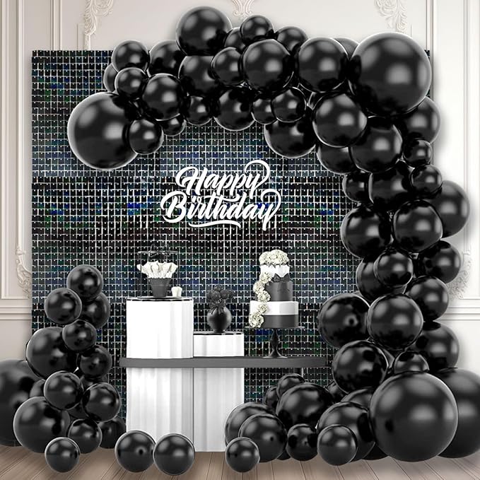 12PCS Black Shimmer Wall Backdrop, Laser Square Sequin Photo Backdrops Panel, Glitter Wall Background for Birthdays, Weddings, Christmas, Engagements, Disco Bachelorette Party Decoration (3FTx4FT)