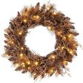 goplus 24 inch pre-lit christmas wreath, battery operated, main product view