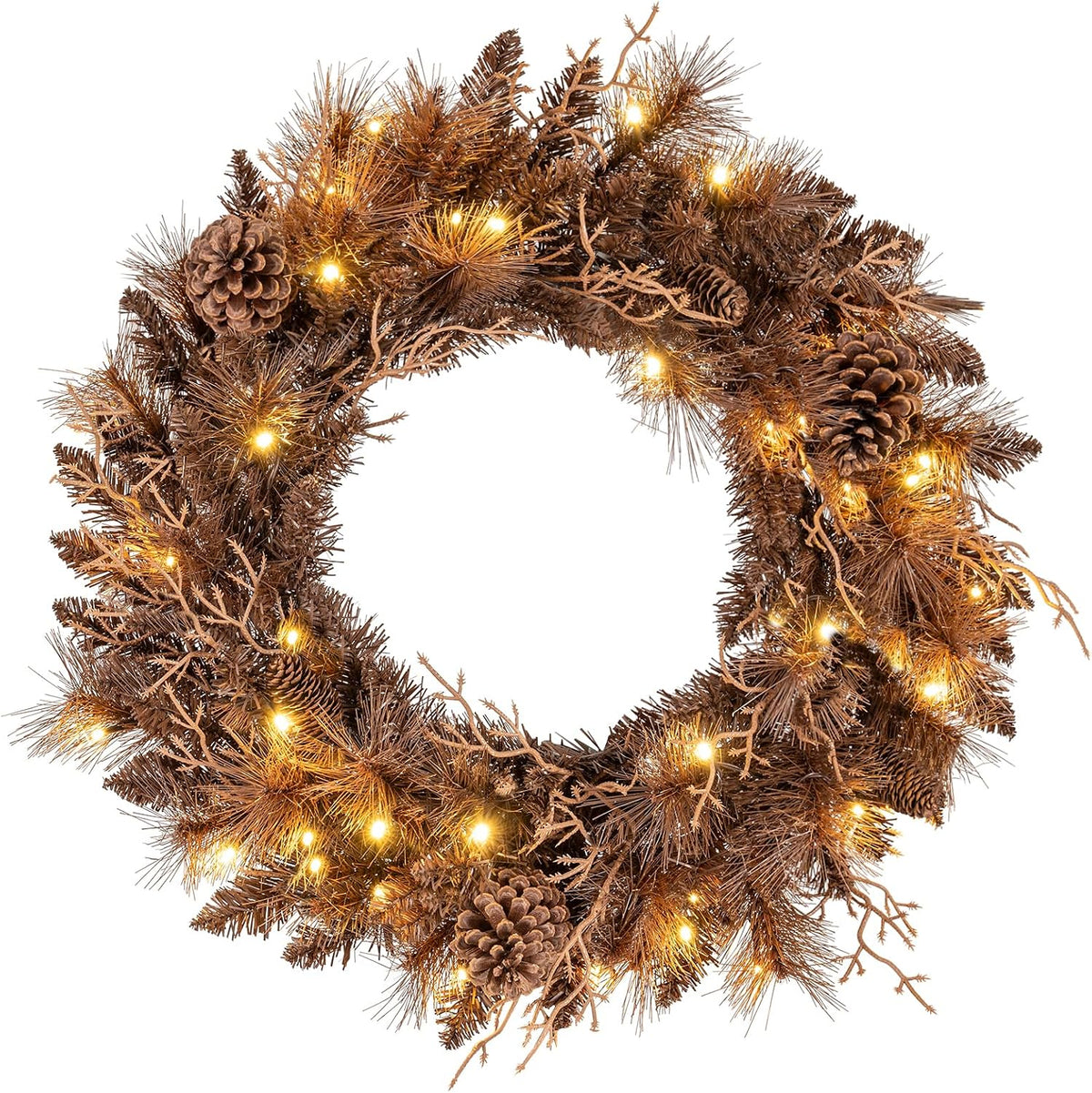 goplus 24 inch pre-lit christmas wreath, battery operated, main product view