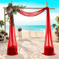 MDS Halloween Chiffon Draping Fabric - 1 Panel, 30" Wide x 30ft Long - Sheer Spooky Arbor & Canopy Drapery for Haunted House Backdrops, Party Ceilings, DIY Costumes & Themed Events - Red