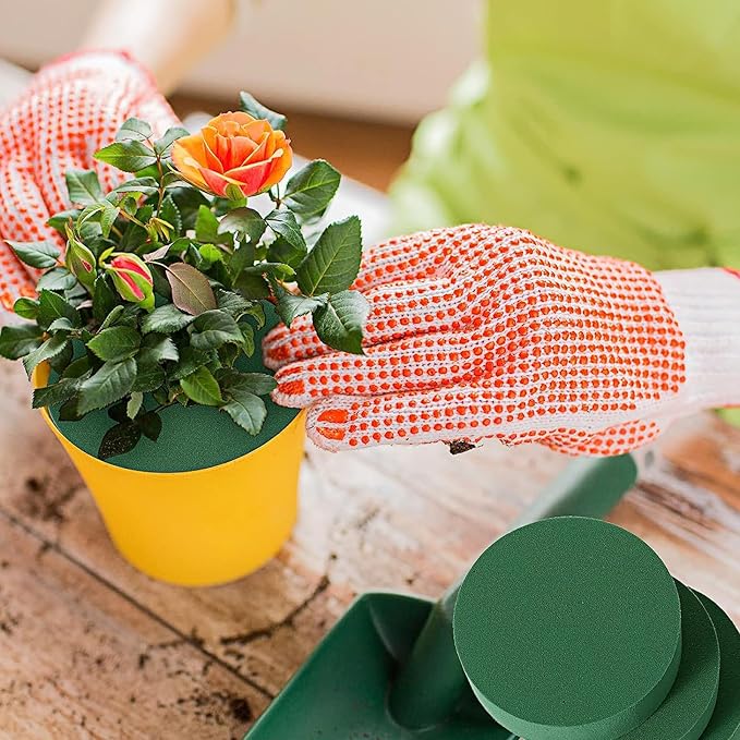 Frienda 6 Pieces Floral Foam Blocks for Artificial Flowers,Thanksgiving Christmas Party Supplies, Dry & Wet Floral Foam Round Kit for Flower Arrangement Wedding Decoration(8 x 1.57 Inch)