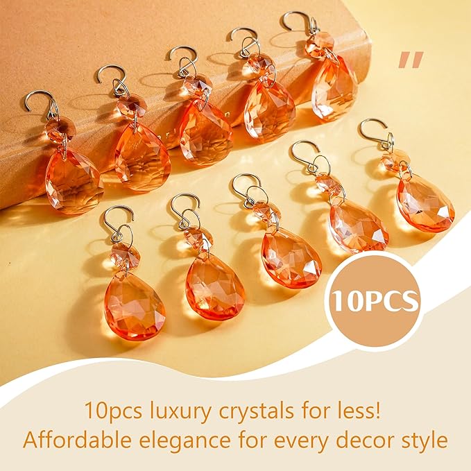 H&D HYALINE & DORA 3Inch Crystal Suncatcher Bauhinia Prisms Pendants 10Pcs Chandelier Crystals Replacement Hanging Sun Catcher Beads for DIY Arts Crafts Decor (Water Red)