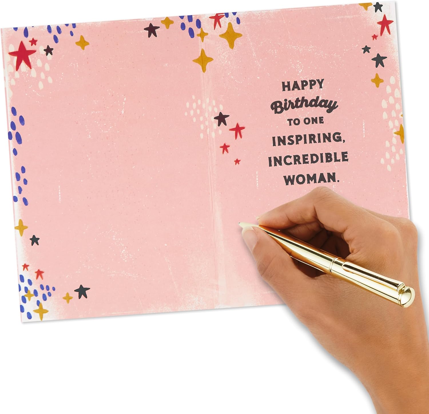 Hallmark Birthday Card for Her (Beautiful, Badass and Brave) Leather Jacket on Pink