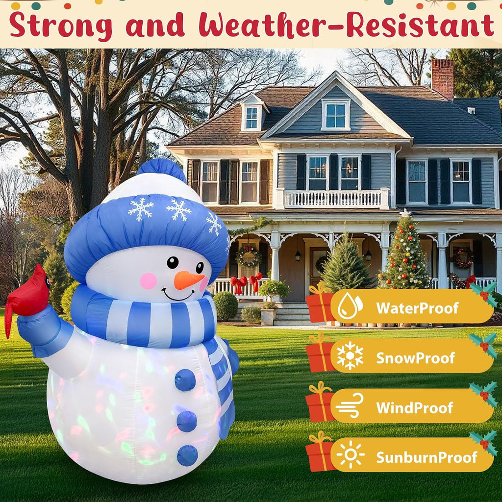 ourwarm 5ft christmas inflatable outdoor decoration, inflatable snowman, close-up detail