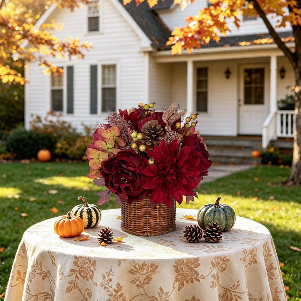 hydrangea 13.8" fall flowers arrangement in baskets pot, package contents