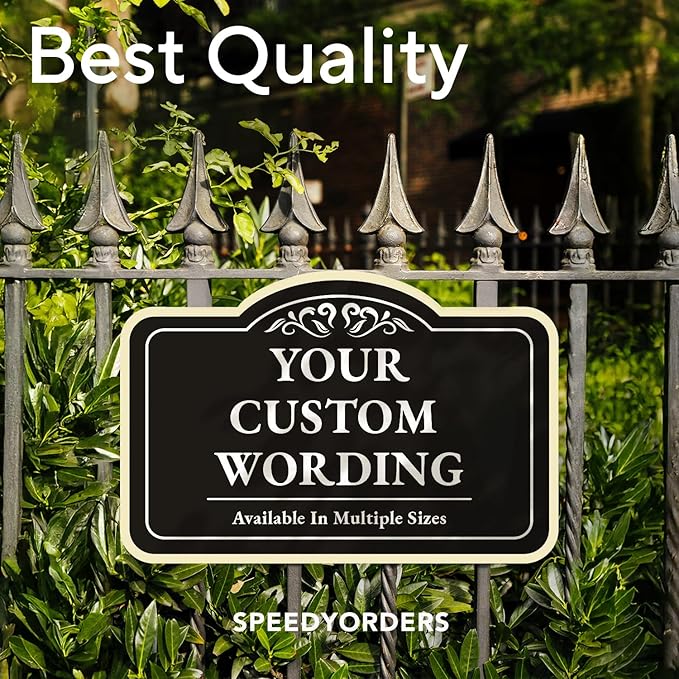 Custom Decorative Outdoor Metal Sign - Personalized Aluminum Driveway Sign, Waterproof, Made in USA - Design 1 Black Charcoal 36x24 In