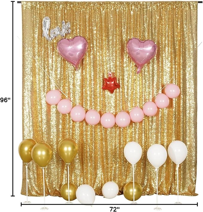 Poise3EHome Gold Backdrop Curtain, 6FT x 8FT Sequin Backdrop, Sequin Curtains for Party Wedding Sequence Backdrop