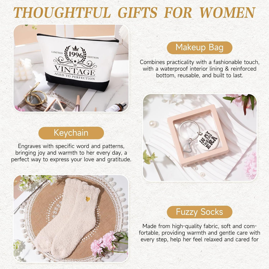 iAOVUEBY 30th Birthday Gifts for Women, Cool Gifts for 30 Year Old Woman, Thirty Birthday Canvas Tote Bag Tumbler Candle Gift Basket Ideas Daughter Mom Sister Friend Wife Coworkers
