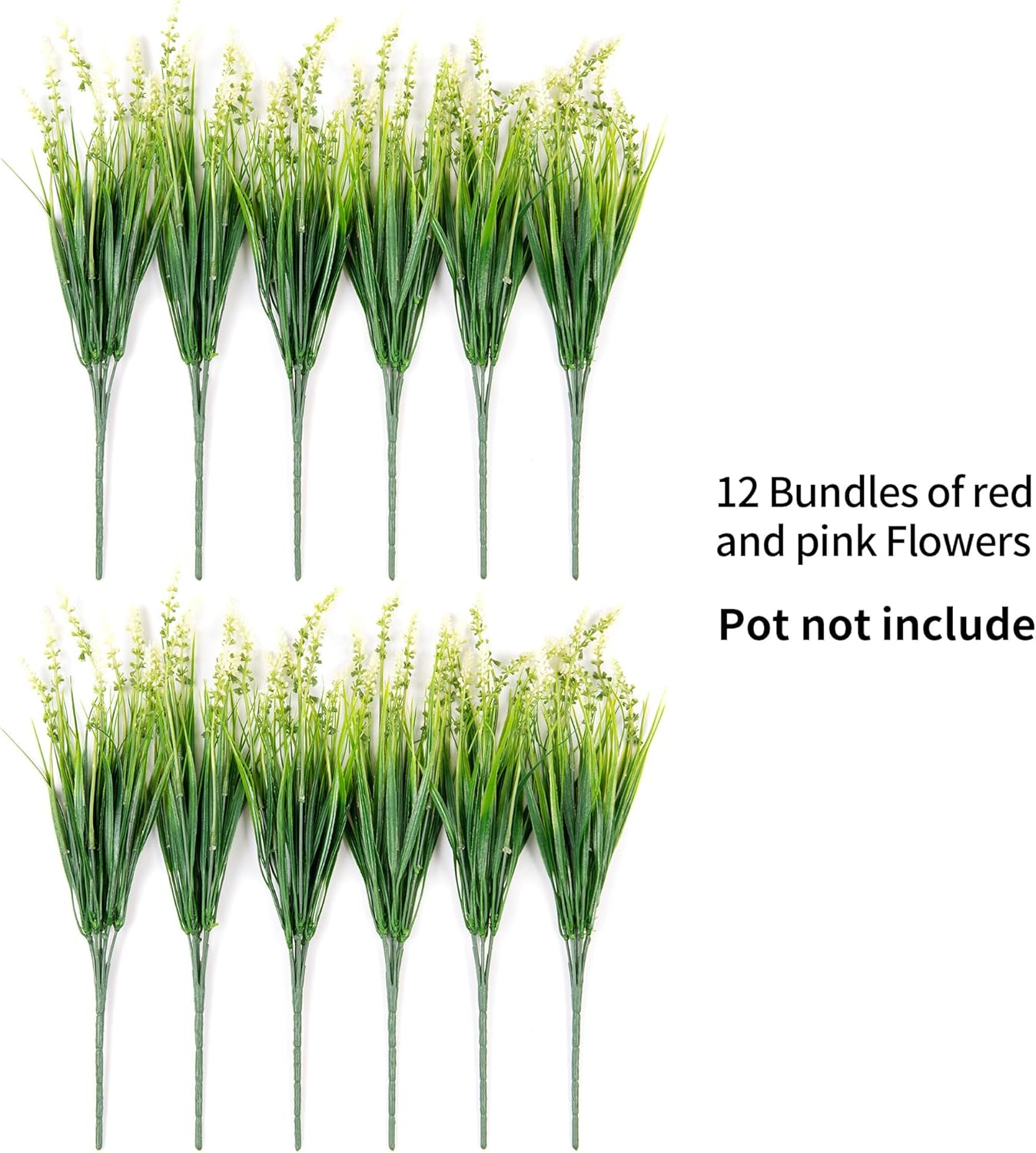Ammyoo Artificial Faux Plants Flowers for Outdoor Decorations, Fake Monkey Grass for Outside Porch Patio, No Fade Realistic Greenery Plant, UV Resistant Artificial Shrubs for Courtyard Window Garden