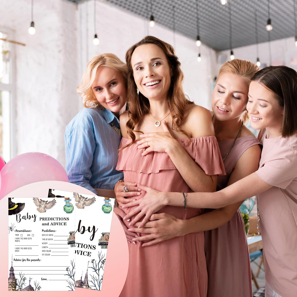 Magic School Baby Shower Party Game Baby Predictions and Advice Cards(30-Pack), Baby Gender Reveal Party Game Decoration Supplies(5"x7") - game-E01