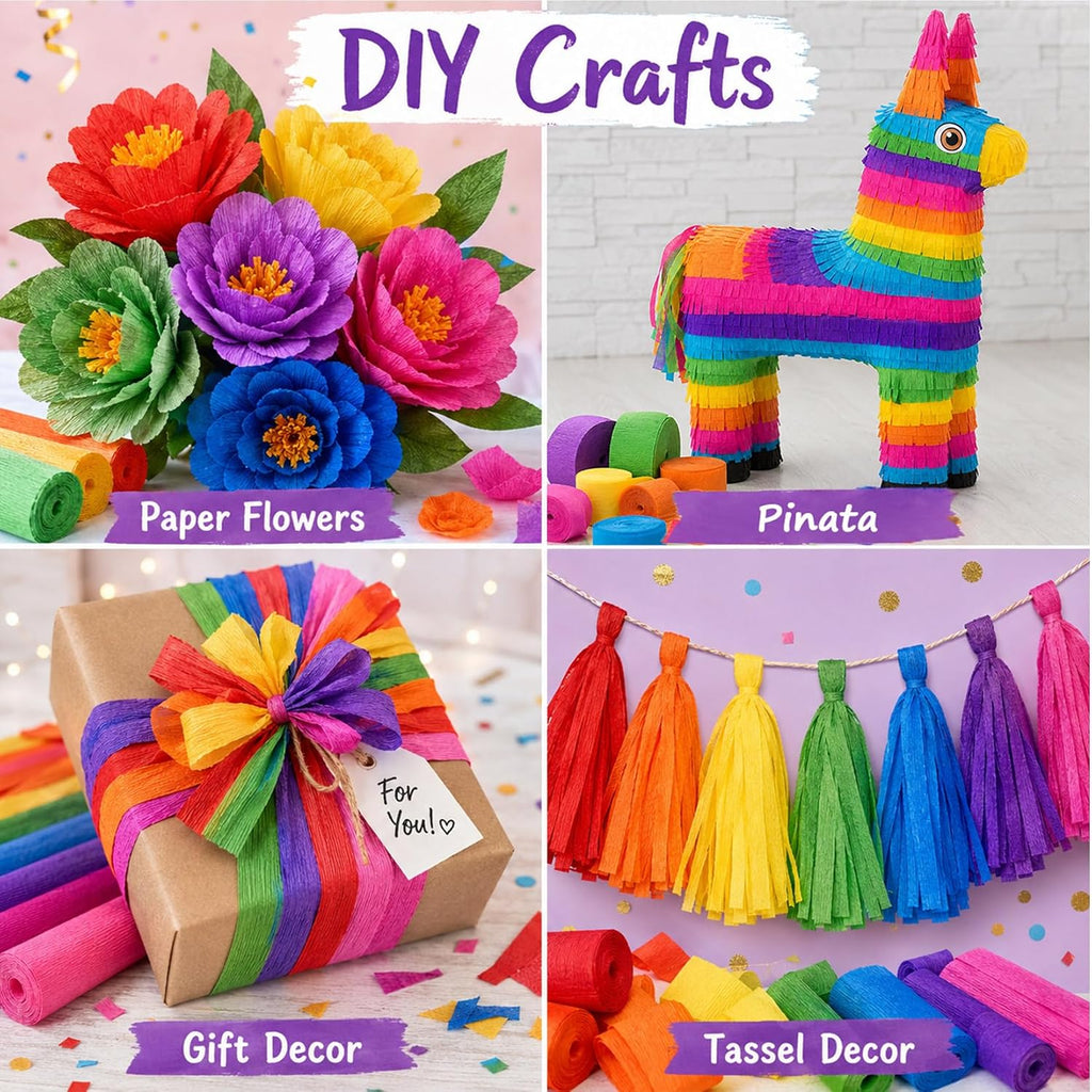 MAQIHAN Crepe Paper Streamers - 12 Rolls 984ft Rainbow Streamers Party Decorations, Birthday Party Streamers, Party Supplies for Colorful Party Wedding Baby Shower Halloween Christmas Decorations