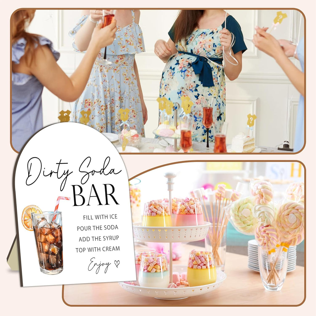 Soda Bar Wooden Tabletop Welcome Sign, Soda Bar Baby Shower Drink Station Sign for Babies Party Decoration, Beverage Setup Board for Gender Reveal Party, Baby Shower Decoration Table Signs 8x10 Inch