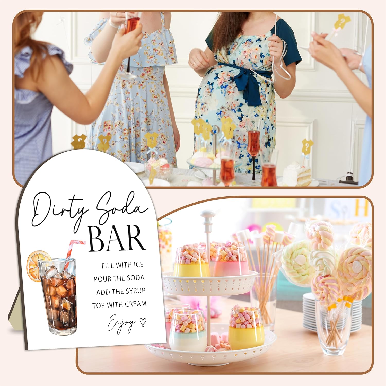 Soda Bar Wooden Tabletop Welcome Sign, Soda Bar Baby Shower Drink Station Sign for Babies Party Decoration, Beverage Setup Board for Gender Reveal Party, Baby Shower Decoration Table Signs 8x10 Inch