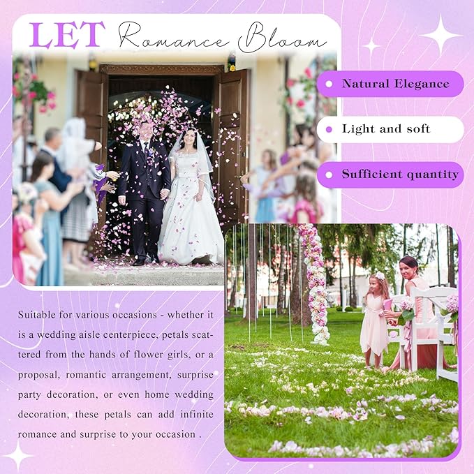 2500 PCS Purple and White Hydrangea Petals 100% Natural Real Flower Petals for Wedding Aisle, Flower Girl Scattering Flowers, Will You Marry Me, Romantic Night, Proposal, Anniversary, Special Night