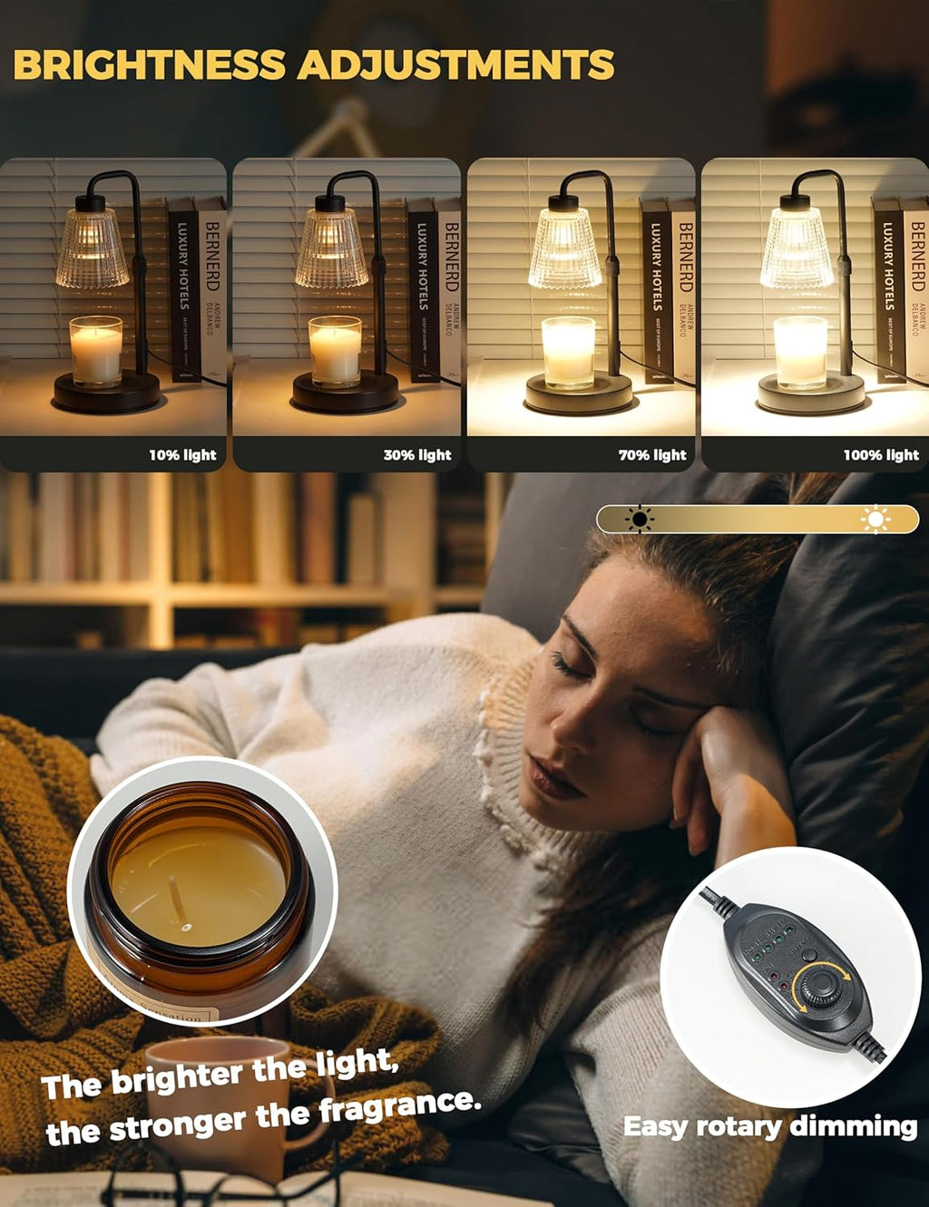GODONLIF Candle Warmer Lamp with Cycle Timer, Birthday Gifts for Women Mom Her, House Warming Gifts New Home Room Decor, Wax Melt Warmer for Jar Candles with 2 Bulbs