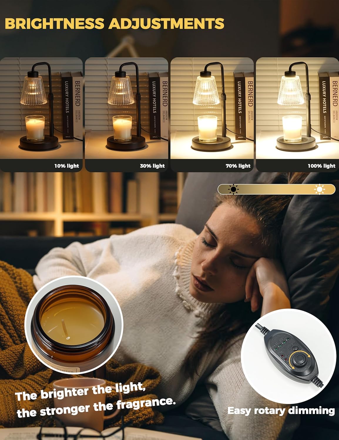 GODONLIF Candle Warmer Lamp with Cycle Timer, Birthday Gifts for Women Mom Her, House Warming Gifts New Home Room Decor, Wax Melt Warmer for Jar Candles with 2 Bulbs