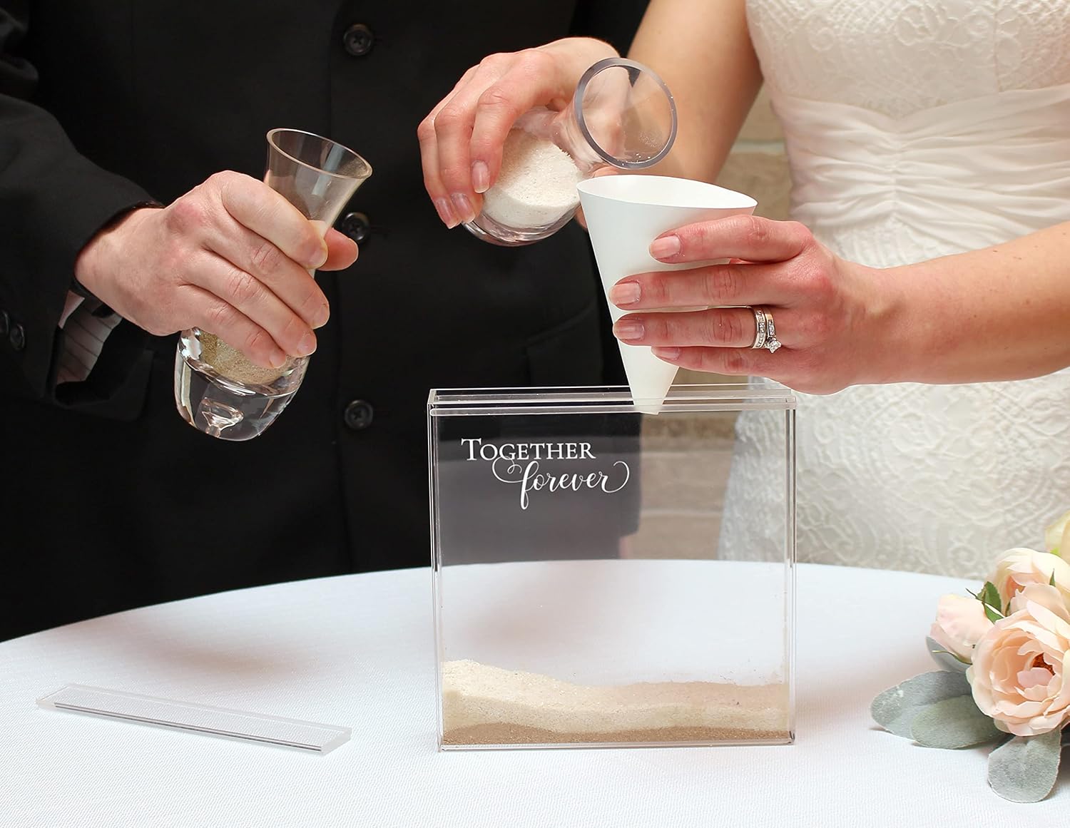 Lillian Rose W Acrylic Together Forever Unity Ceremony Set with 2 Containers of Colored Sand, 1.25", Clear (US852 TO)
