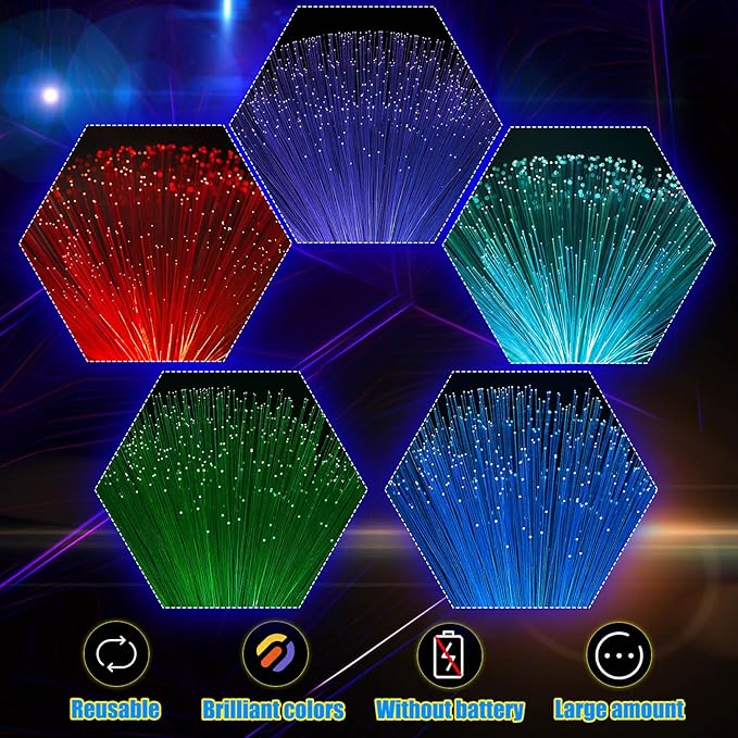 Patelai 10 Pcs LED Fiber Optic Lamp Color Changing Fiber Optic Night Light with Multicolor Glow Decorative Table Centerpiece for Sensory Bedroom Halloween Party Holiday Decorations (Crystal,Clear)